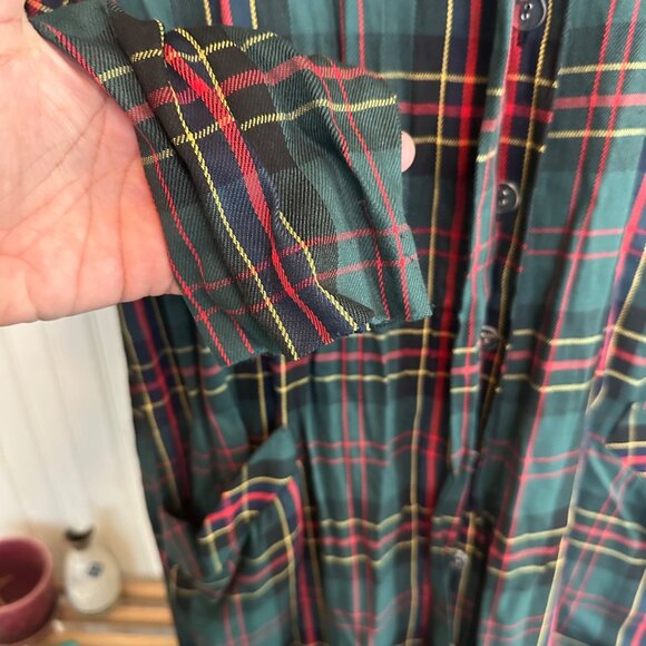 Vintage Jane Street New York Green Plaid Button-Down Midi Dress With Pockets Siz - Picture 7 of 10